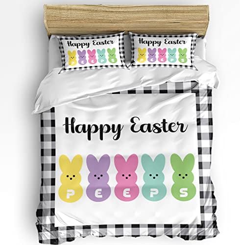 Sabolny Peeps Bunny Queen Duvet Cover Set