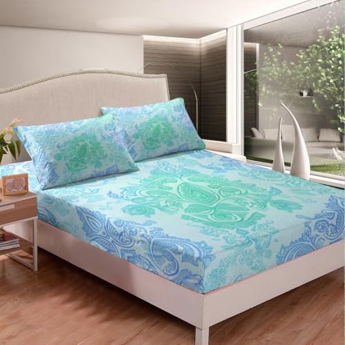Erosebridal Bohemian Paisley Fitted Sheet Twin Size