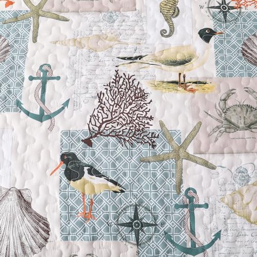 Djoymock Ocean Quilt Set Queen 3 Piece Summer Bedding