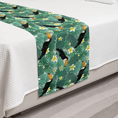 Ambesonne Hawaiian Bed Runner Set King Size Green Black 1