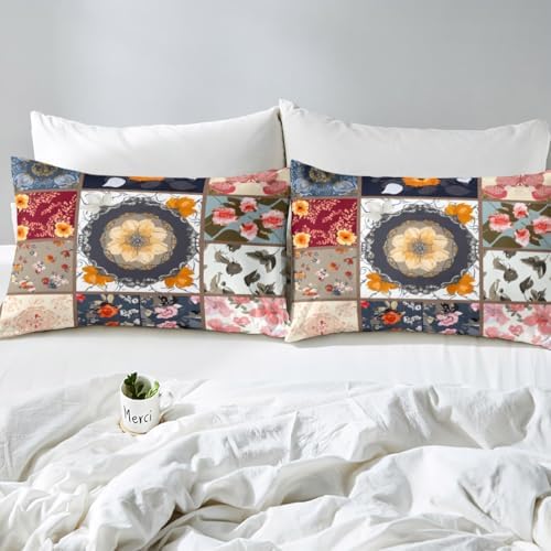 Boho Floral Patchwork Fitted Sheet Set Twin Size