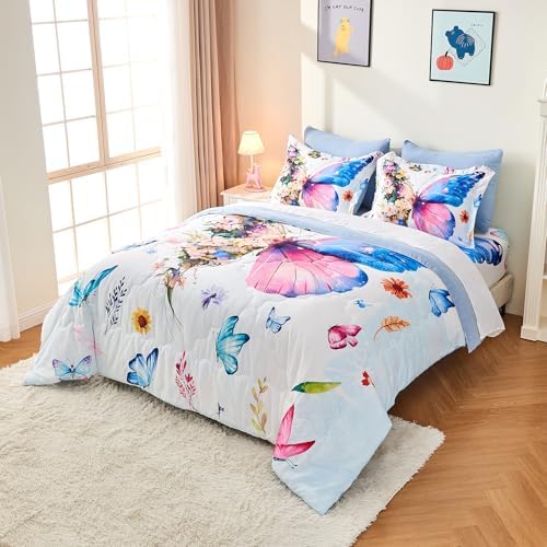 7 Piece Butterfly Comforter Set Twin Size