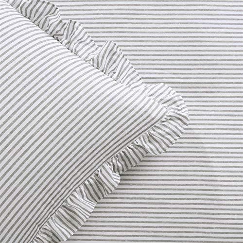 Lush Decor Gray Ticking Stripe Bedspread Set King 3 Piece
