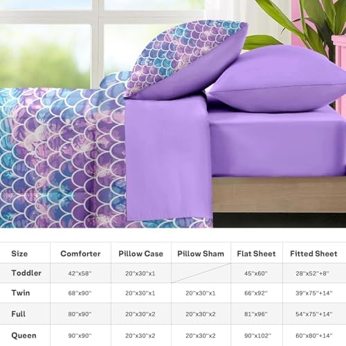Nesker 5 Pcs Comforter Set Twin Size Mermaid Design