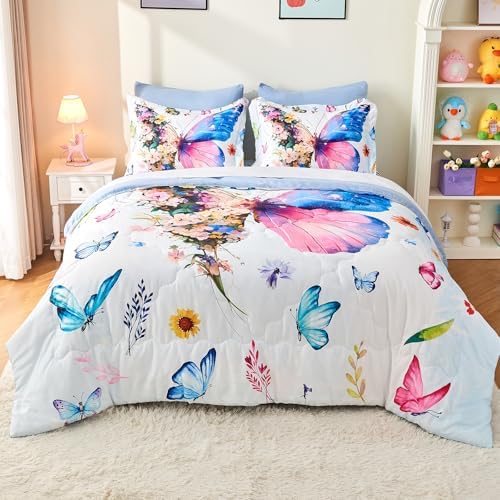 7 Piece Butterfly Comforter Set Twin Size