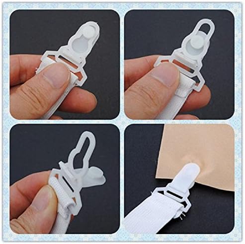 8 Pack Bed Sheet Fastener with Plastic Clasp and Elastic Band