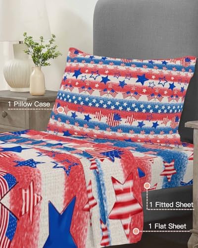 Boanket 4th of July Twin Sheet Set 3 Piece