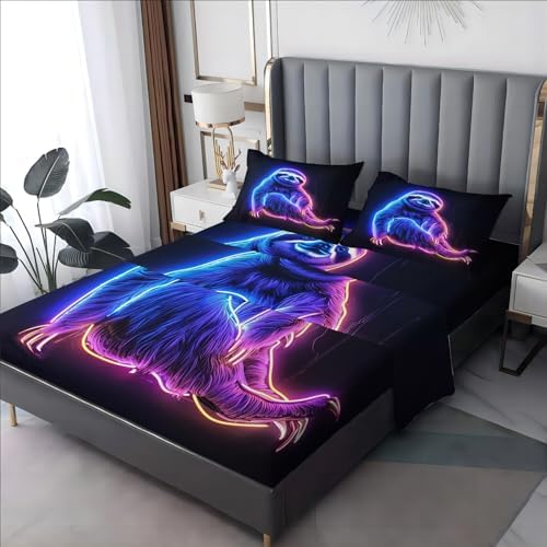 OmErsa Twin XL Sloth Bed Sheet Set Soft Microfiber Wrinkle Free
