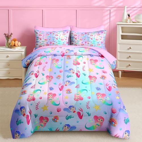 Nesker 5 Pcs Mermaid Comforter Set Twin Size