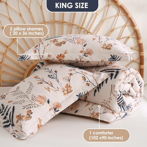 JSD Soft Floral Comforter Set King Size 3 Piece