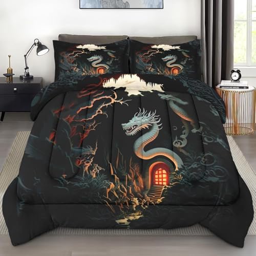 Pamnest Dragon Comforter Set Twin Size 2 Pcs