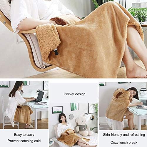 MSUIINT USB Flannel Heated Blanket with Hand Pocket - Purple