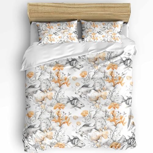 3-Piece Queen Duvet Cover Set with Zipper and Pillowcases