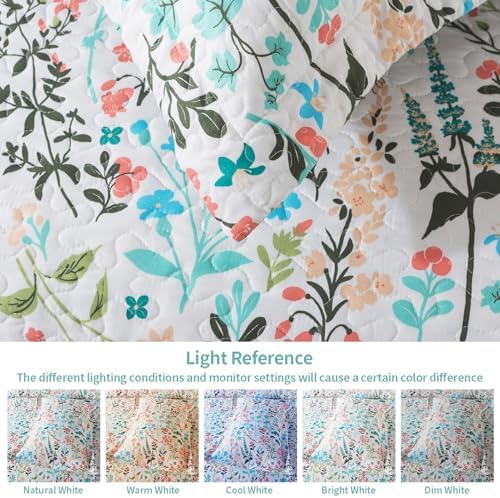 VAPUTAR Botanical Queen Quilt Set 3-Piece