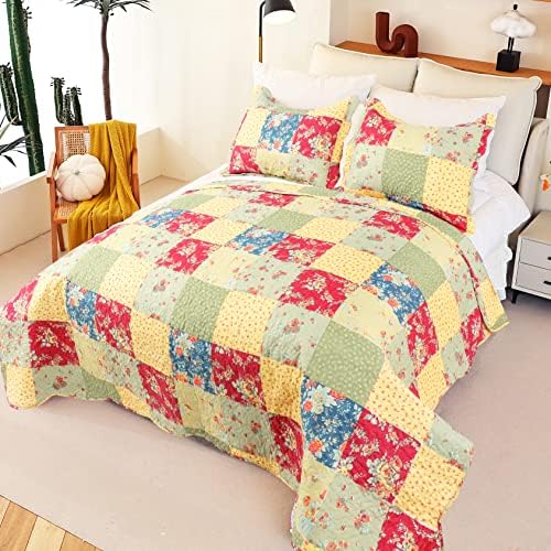 Cmfshape Summer Floral Queen Quilt Set
