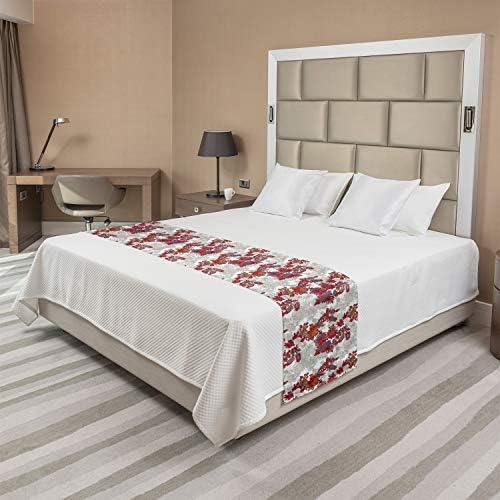 Ambesonne Floral Bed Runner Queen Red Black 1