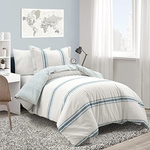Lush Decor Farmhouse Stripe Reversible Cotton Duvet Cover Set 1