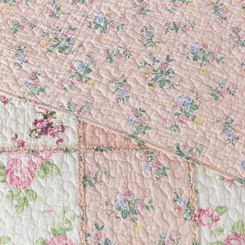 Chezmoi Abbi 3-Piece Pink Shabby Chic Quilt Set
