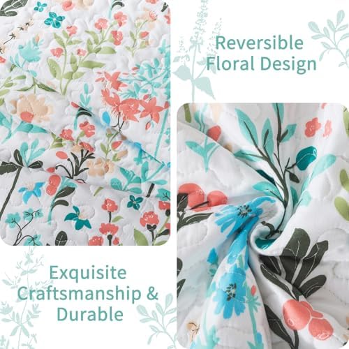 VAPUTAR Botanical Queen Quilt Set 3-Piece