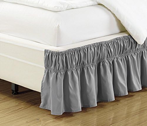 Elastic Bed Skirt 14 Inch Drop Light Grey Queen King