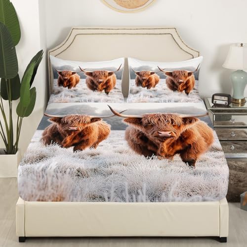 Erosebridal Funny Brown Cow Fitted Sheet Set TwinXL