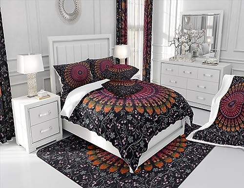 Feelyou Boho Mandala Comforter Set Twin Size