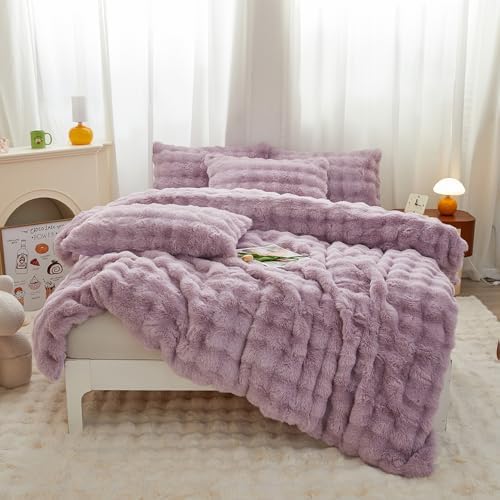 Roscloud Rabbit Plush Duvet Cover Set 3PC Twin