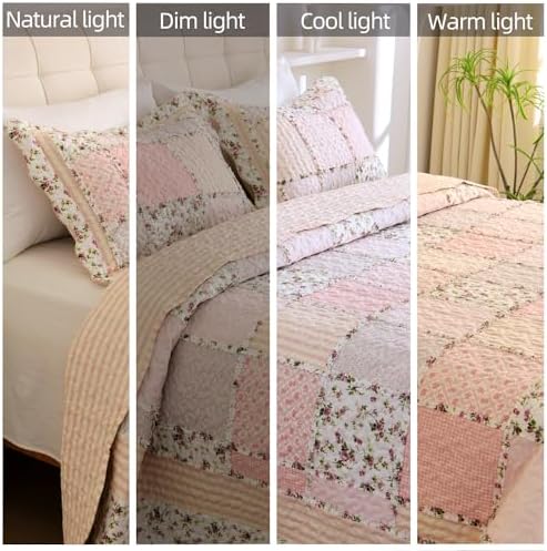 Cmfshape Floral Quilt Bedspread Queen Size 3 Piece Set
