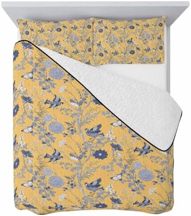Yellow Floral Farmhouse Quilt Set Twin XL