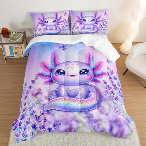 Cute Axolotl Queen Comforter Set with 2 Pillowcases