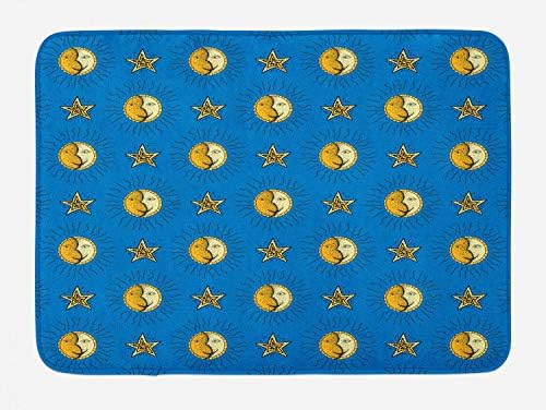 Ambesonne Cartoon Bath Mat with Sun Moon Phases Design