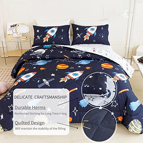 RYNGHIPY Space Rocket Comforter Set Twin Size