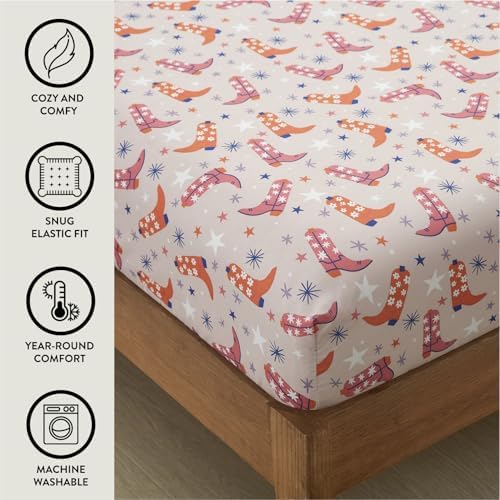 Urban Lifestyle 3 Piece Twin Sheet Set with Cowboy Boots Design
