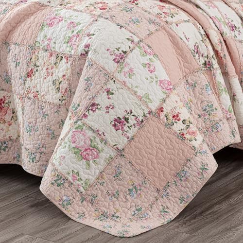 Chezmoi Abbi 3-Piece Pink Shabby Chic Quilt Set