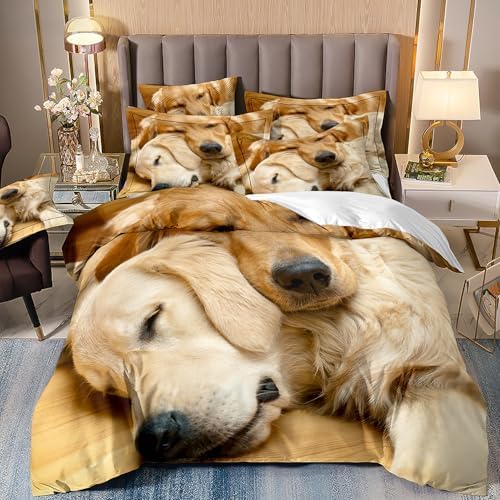 3D Animal Bedding Set King Size Golden Retriever