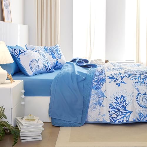 Wake In Cloud Coastal Quilt Set Nautical Themed 3 Piece TwinTwin XL