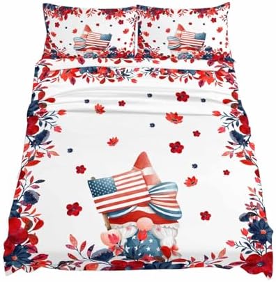 Boanket 4th of July Gnomes Cal King Sheet Set 4 Piece