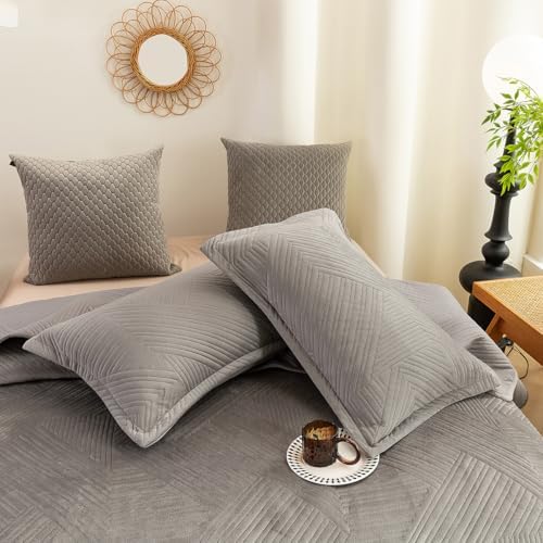 JiaPoem Quilt Set Bedspreads - Lightweight Microfiber Coin Pattern 3 Piece
