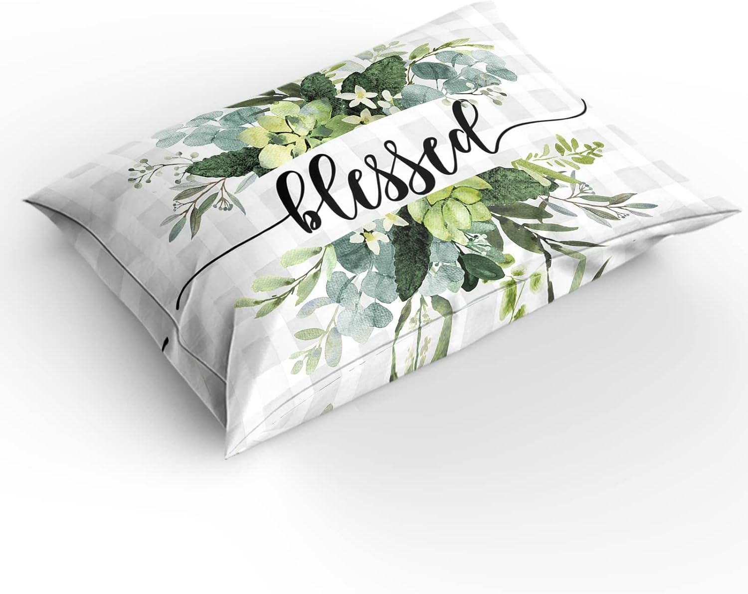 ZOE GARDEN Plaid Eucalyptus Duvet Cover Set Queen Size 1