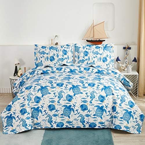Oliven Ocean Themed Shell Quilt Set Queen Full Size