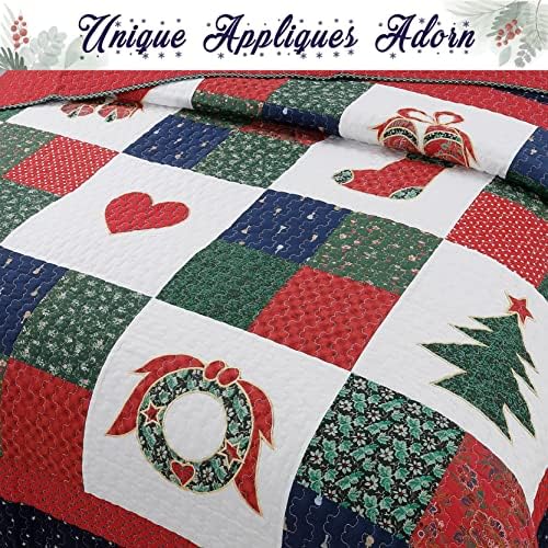 Cozy Line Christmas Patchwork Quilt Set Queen - 3 Piece