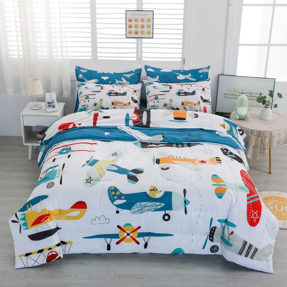 Yasida 7 Piece Airplane Bed in a Bag Set for Kids