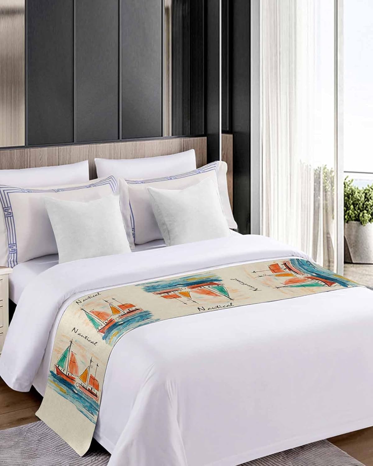 Homechoid Nautical Boat Bed Runner for Twin Size Bed