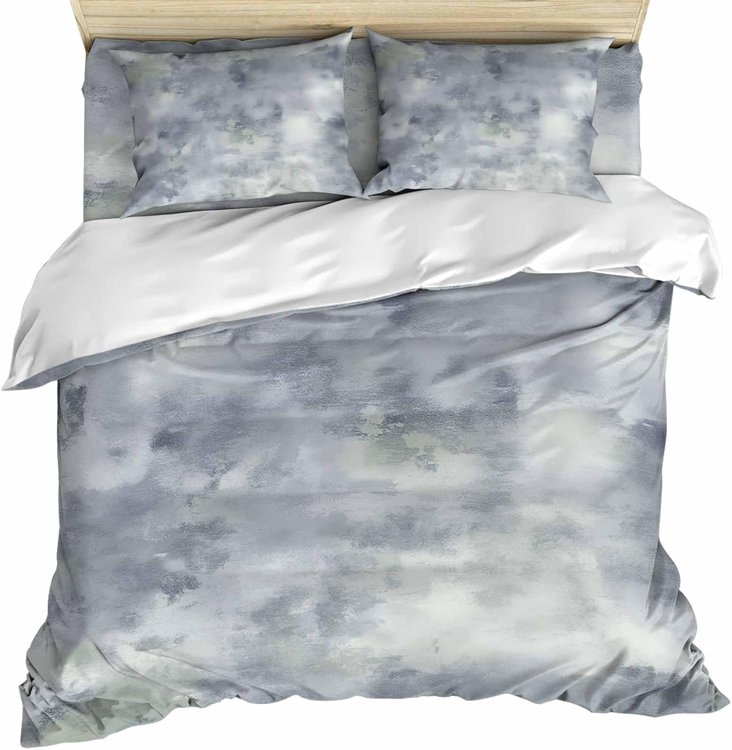 Gray Blue Duvet Cover Set Cal King Abstract Contemporary Graffiti Art