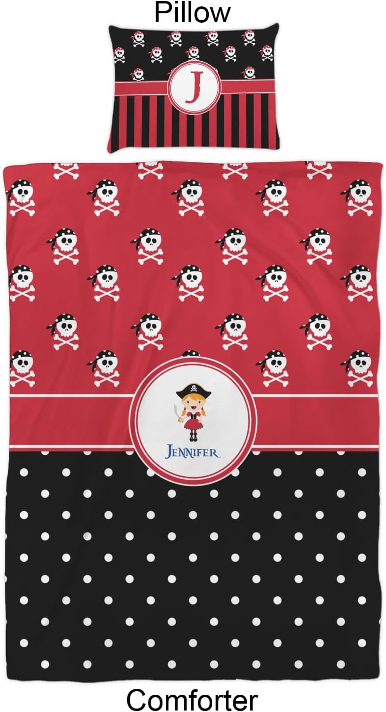 Personalized Pirate Dots Comforter Set for Girls - Twin XL