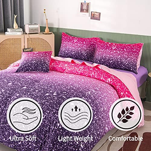RYNGHIPY 6Pcs Twin Glitter Comforter Sets for Girls Teens Kids