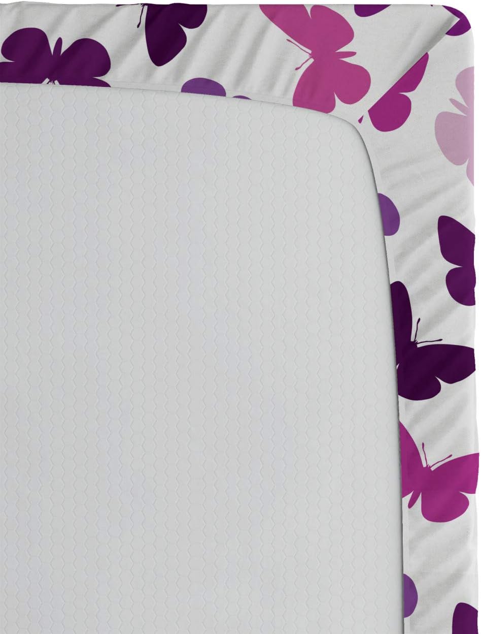 Ambesonne Butterfly Fitted Sheet Purple Lilac Pink California King