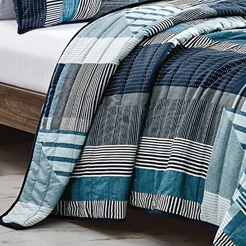 ESCA 3-Piece Reversible Checker Quilt Set Queen Size