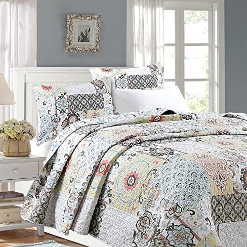 Cozy Line Moorea Floral Reversible Quilt Set King - 3 Piece