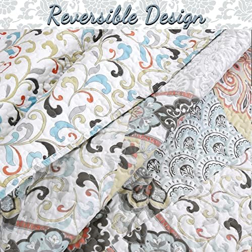 Cozy Line Moorea Floral Reversible Quilt Set King - 3 Piece
